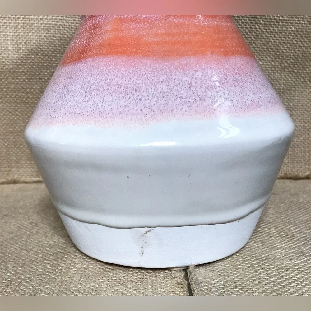 Project 62 Reactive Pottery Vase Orange Pink White Boho Cottage Core Summer